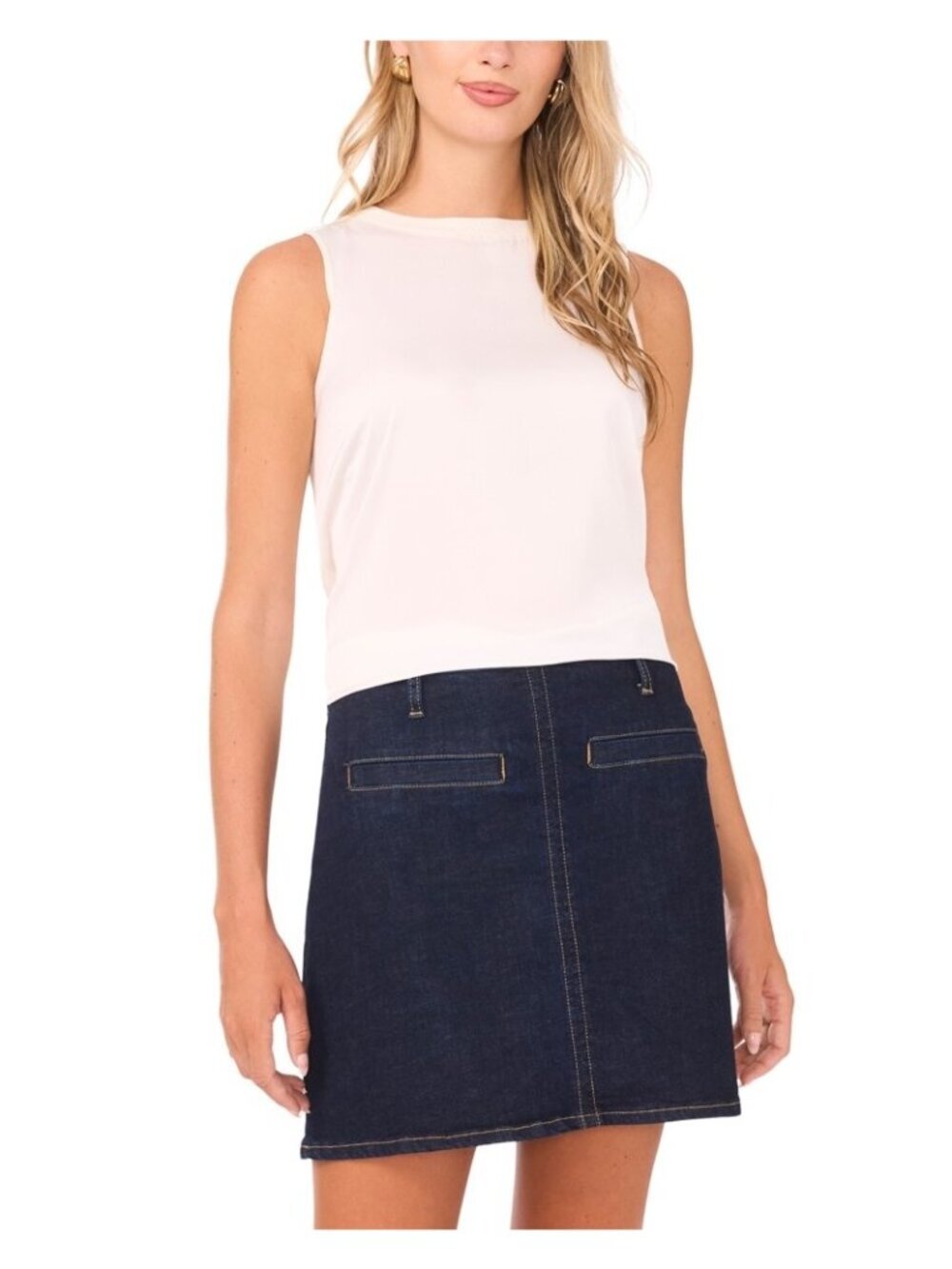 NWT Vince Camuto New Ivory Cozy & Bright Sleeveless Top Large MSRP $69